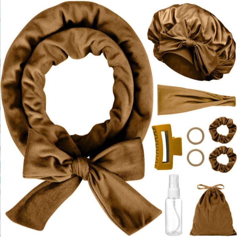 Women's Curly Hair Kit - 65in Soft Velvet Heatless Curler with Satin Sleep Bonnet