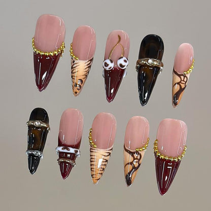 Autumn Spice Collection - 100% Handcrafted 3D Press-On Nails, Reusable Salon-Quality Gel Luxury