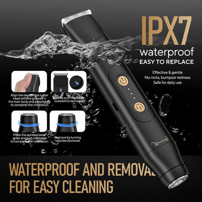 Electric Groin and Body Hair Trimmer for Men and Women, Waterproof Dual Head Shaver