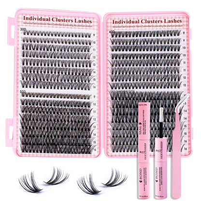 Mixed-Style Lash Clusters Kit, DIY Individual Eyelash Extensions, D-Curl Volume False Eyelashes