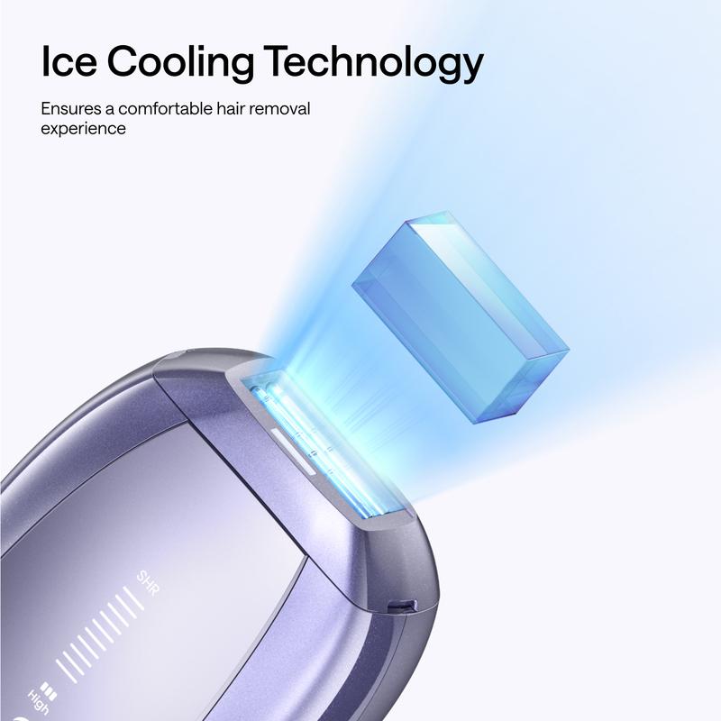 Laser Hair Removal Device with Ice-Cooling Technology, Dual Lights Skin Sensor & SHR Mode