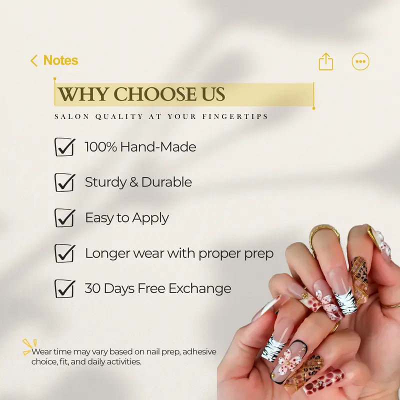 Autumn Spice Collection - 100% Handcrafted 3D Press-On Nails, Reusable Salon-Quality Gel Luxury