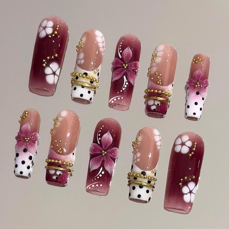 Autumn Spice Collection - 100% Handcrafted 3D Press-On Nails, Reusable Salon-Quality Gel Luxury