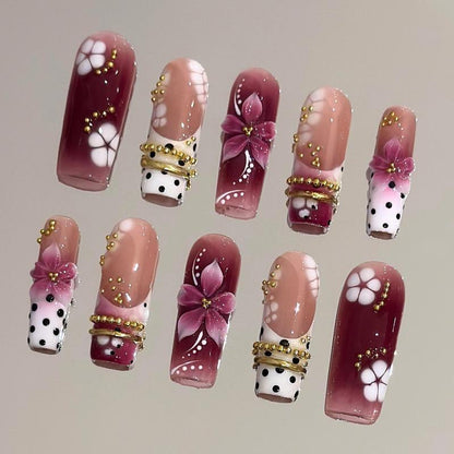 Autumn Spice Collection - 100% Handcrafted 3D Press-On Nails, Reusable Salon-Quality Gel Luxury