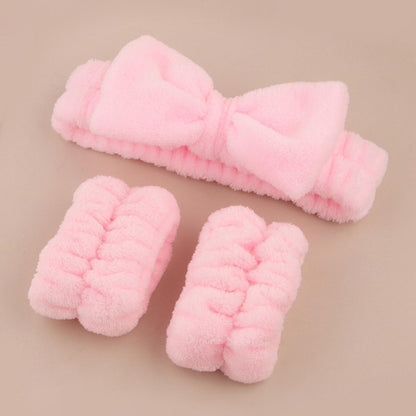 Summer Spa Wristband and Headband Set for Face Washing, Skincare, and Makeup