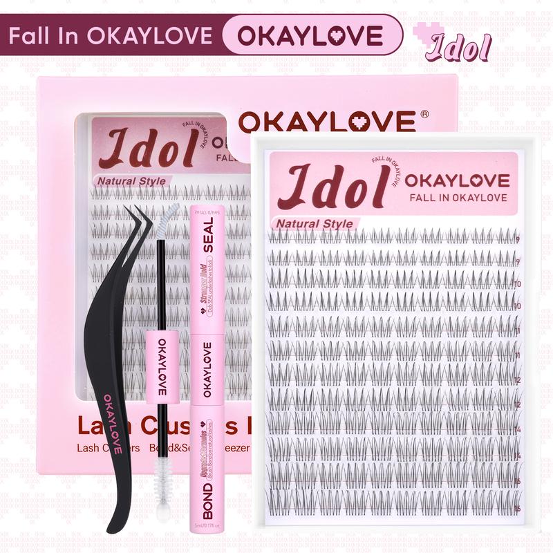 Brown Idol Lash Clusters Kit - D Curl Wispy Extension Kit for Natural DIY Makeup