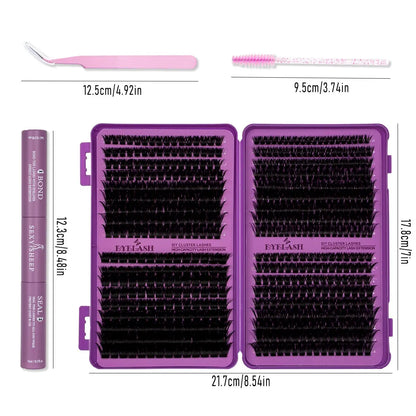 Lash Clusters Kit, 594-720pcs, 9-18mm D Curl, 30D-150D Natural Volume Individual Eyelash Set