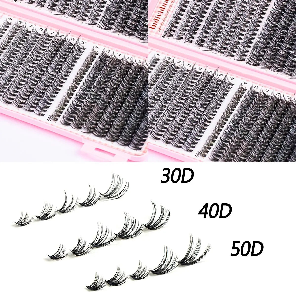 Mixed-Style Lash Clusters Kit, DIY Individual Eyelash Extensions, D-Curl Volume False Eyelashes