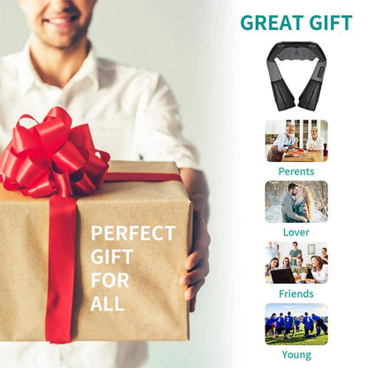 Shiatsu Neck and Back Massager with Soothing Heat and 8 Deep-Kneading Nodes
