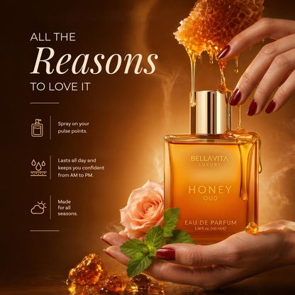 Honey Oud Eau de Parfum 100ml - Patchouli, Vanilla, Bergamot Floral & Spicy Fragrance