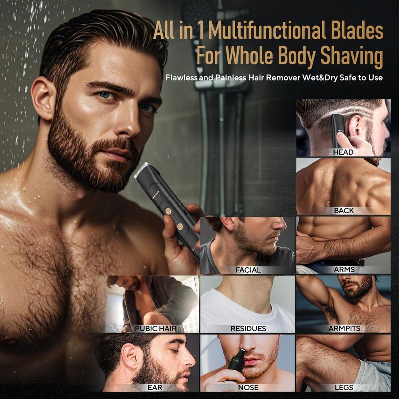 Electric Groin and Body Hair Trimmer for Men and Women, Waterproof Dual Head Shaver