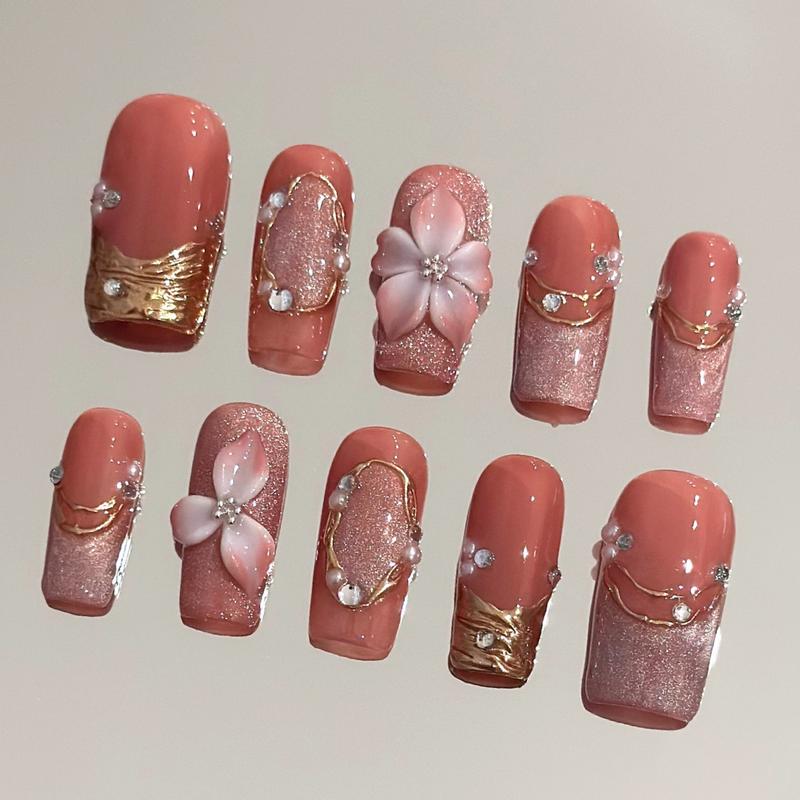 Autumn Spice Collection - 100% Handcrafted 3D Press-On Nails, Reusable Salon-Quality Gel Luxury
