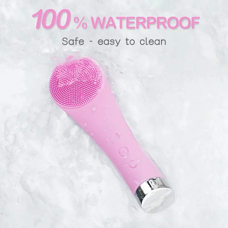 Heatable Vibrating Facial Cleansing Brush - Silicone Face Scrubber for Deep Cleansing and Massage