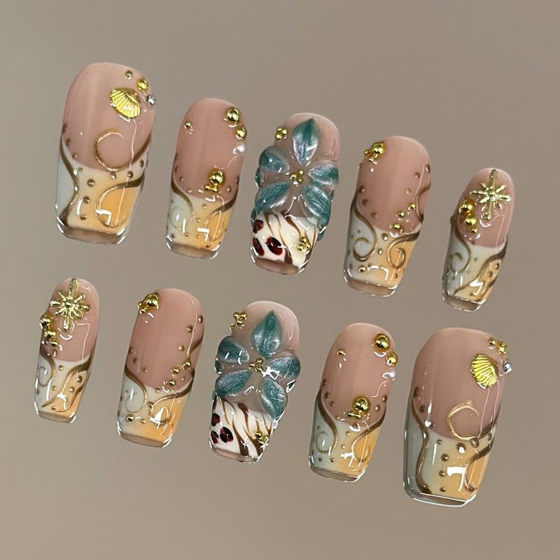 Autumn Spice Collection - 100% Handcrafted 3D Press-On Nails, Reusable Salon-Quality Gel Luxury