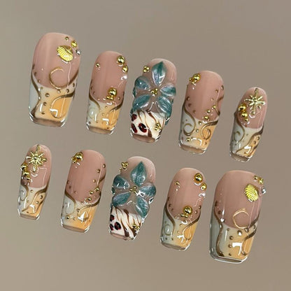 Autumn Spice Collection - 100% Handcrafted 3D Press-On Nails, Reusable Salon-Quality Gel Luxury