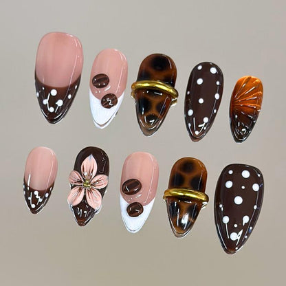 Autumn Spice Collection - 100% Handcrafted 3D Press-On Nails, Reusable Salon-Quality Gel Luxury