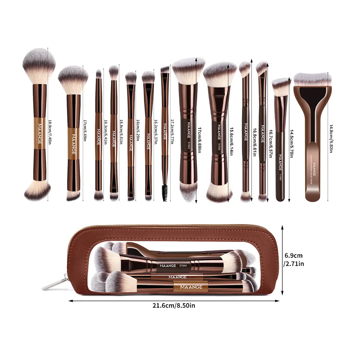 13pcs Professional Makeup Brush Set with Travel Bag - Essential Beauty Tools Kit