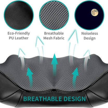 Shiatsu Neck and Back Massager with Soothing Heat and 8 Deep-Kneading Nodes