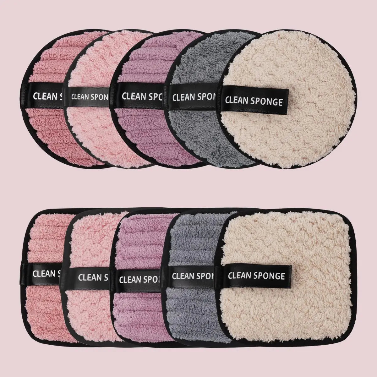 10pcs Makeup Remover Puff Set - Double Sided Face Wash Pads and Cleaning Cloths