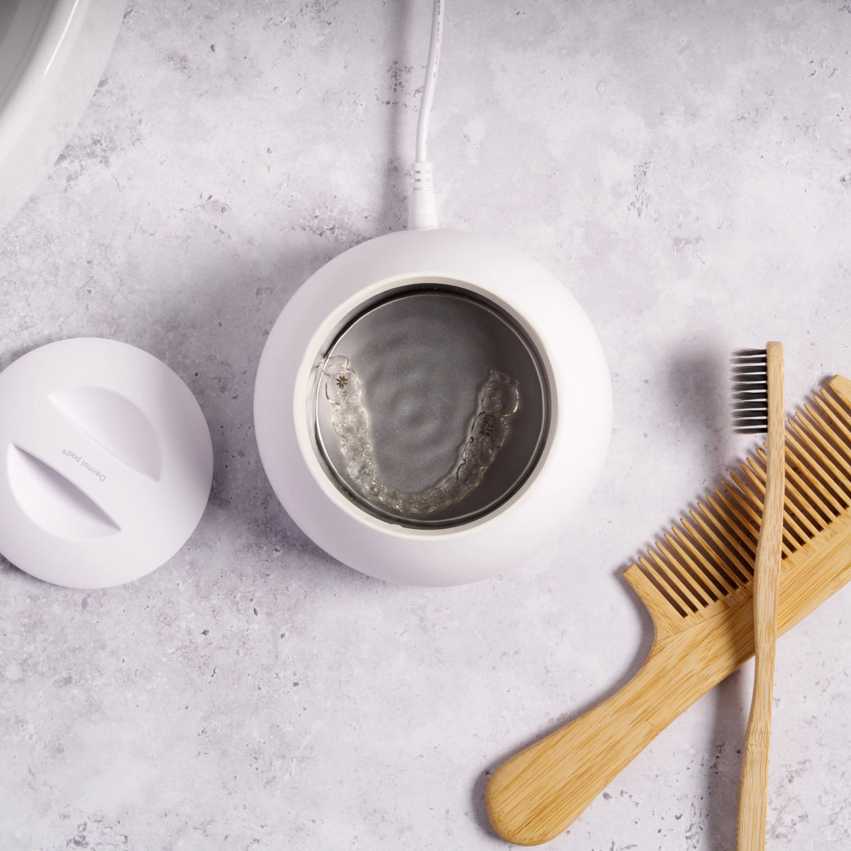 Ultrasonic Dental Appliance Cleaner - Professional UV Sanitizing Pod for Aligners and Retainers