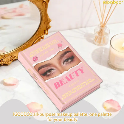 Multicolor Eyeshadow Palette - High-Pigment Pearl, Glitter Sequins, and Lipstick Set