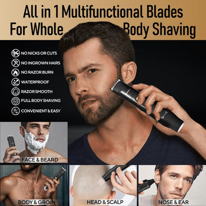 Electric Groin and Body Hair Trimmer for Men and Women, Waterproof Dual Head Shaver