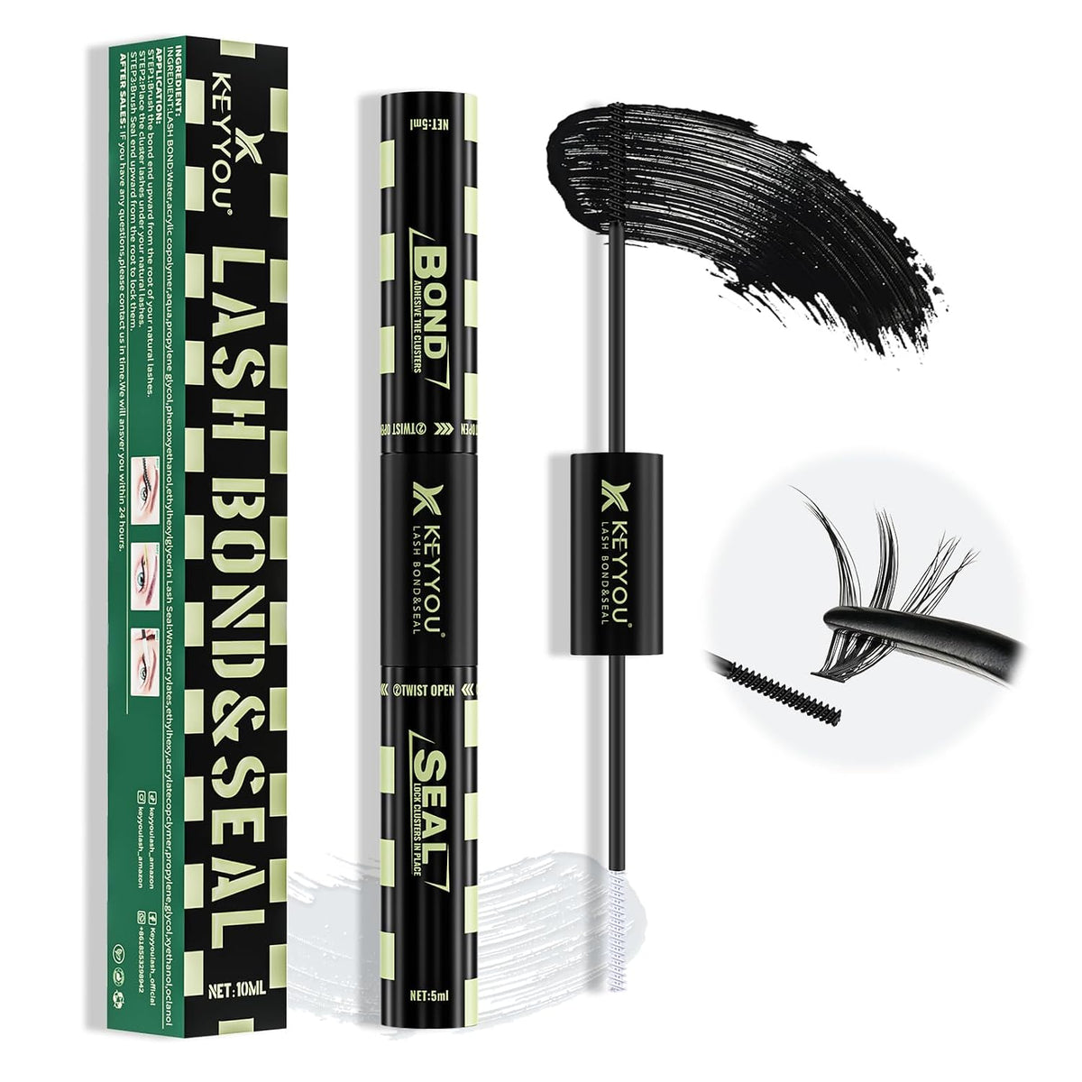 Flora Lash Clusters Kit - 132pcs D Curl Natural Extension Set with Bond, Seal, and Remover