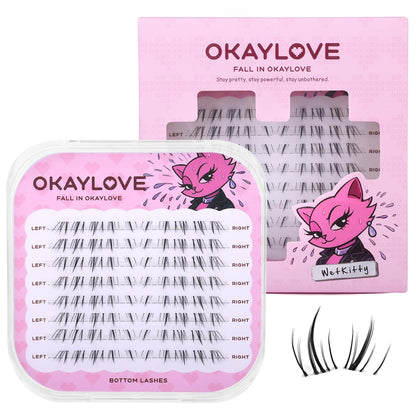 Brown Idol Lash Clusters Kit - Clear Band Natural Wispy Eyelash Extensions with Bond and Seal, 9-16mm