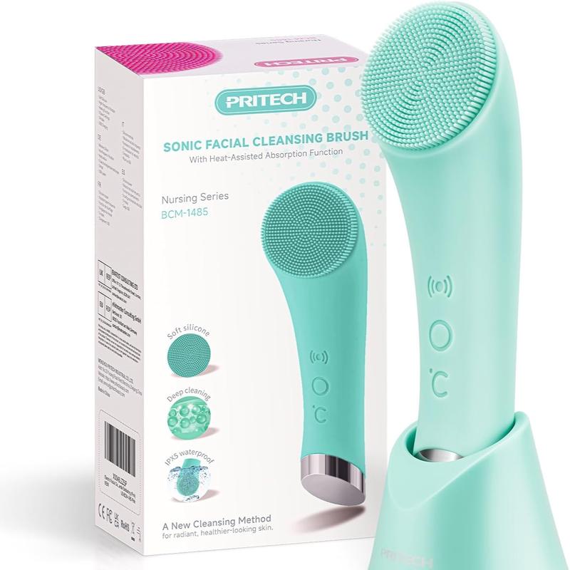 Heatable Vibrating Facial Cleansing Brush - Silicone Face Scrubber for Deep Cleansing and Massage