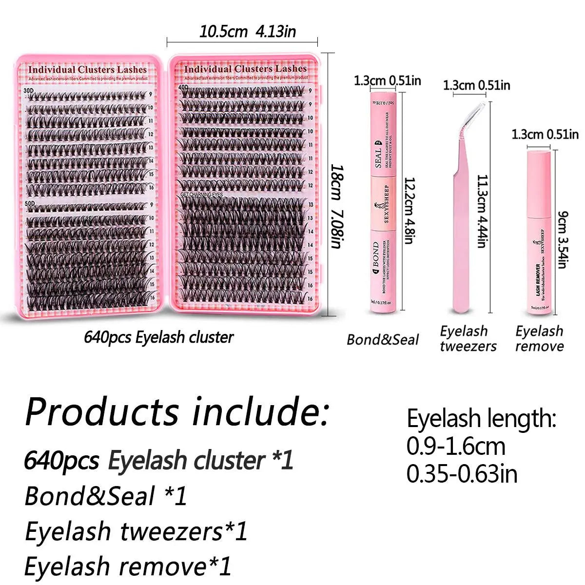 Mixed-Style Lash Clusters Kit, DIY Individual Eyelash Extensions, D-Curl Volume False Eyelashes