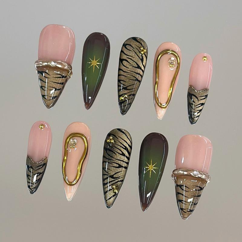 Autumn Spice Collection - 100% Handcrafted 3D Press-On Nails, Reusable Salon-Quality Gel Luxury