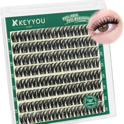 Flora Lash Clusters Kit - 132pcs D Curl Natural Extension Set with Bond, Seal, and Remover