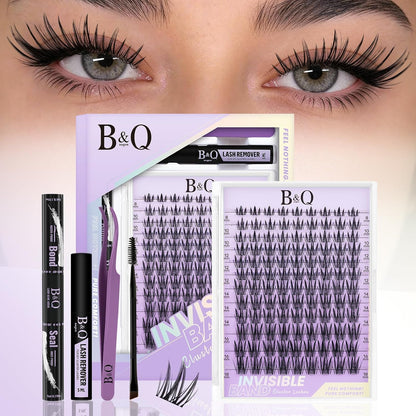 Natural Eyelash Clusters Kit - DIY Lash Extension Kit at Home with C-Curl Wispy Clusters