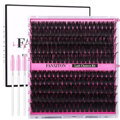 DIY Lash Extension Kit - 154 Pcs Natural Wispy Clusters, D Curl 8-16mm with Bond, Seal, and Tweezers