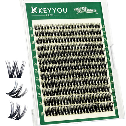Flora Lash Clusters Kit - 132pcs D Curl Natural Extension Set with Bond, Seal, and Remover