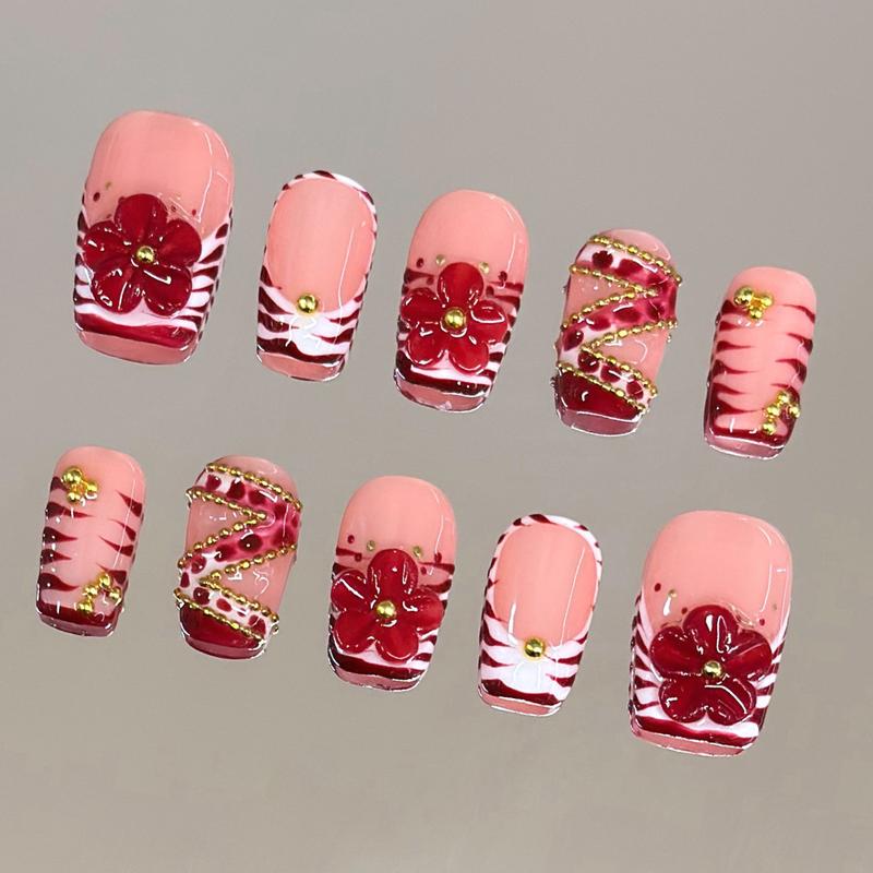Autumn Spice Collection - 100% Handcrafted 3D Press-On Nails, Reusable Salon-Quality Gel Luxury