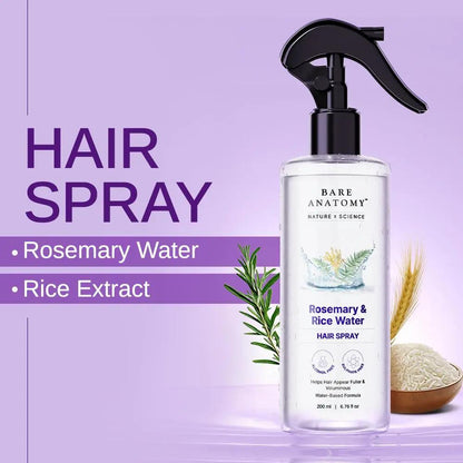 Rosemary Water with Rice Water Hair Spray - 100% Natural Extract for Soft & Smooth Hair