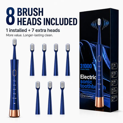 Adults' Type-C Rechargeable Electric Toothbrush with 8 Brush Heads, 5 Modes & Timer