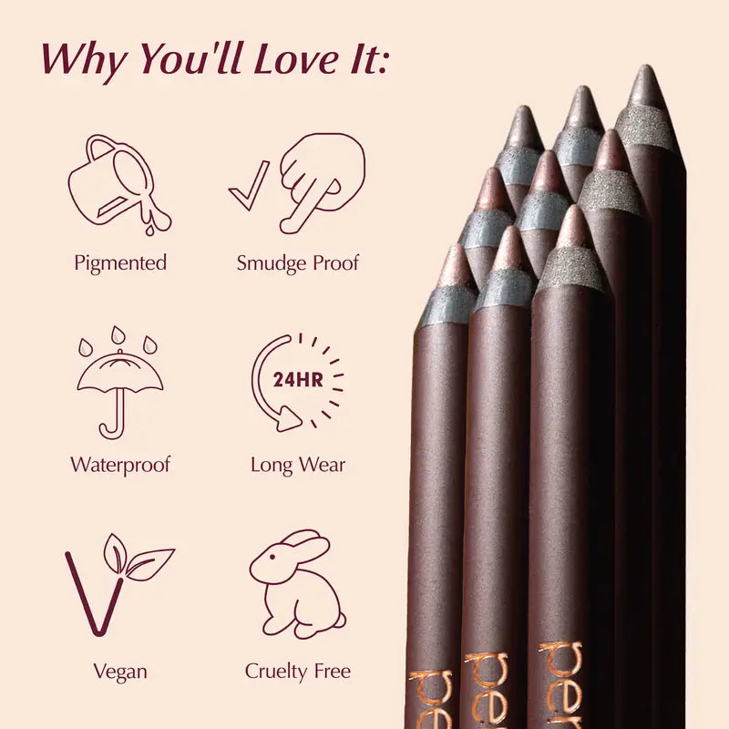 24HR Waterproof Eyeliner Sharpen-able Eye Pencil - Cruelty-Free Vegan Makeup