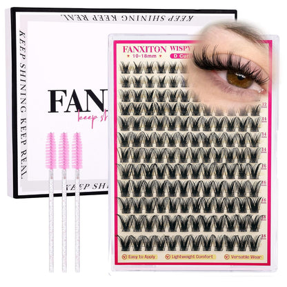 DIY Lash Extension Kit - 154 Pcs Natural Wispy Clusters, D Curl 8-16mm with Bond, Seal, and Tweezers