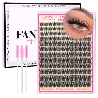 DIY Lash Extension Kit - 154 Pcs Natural Wispy Clusters, D Curl 8-16mm with Bond, Seal, and Tweezers