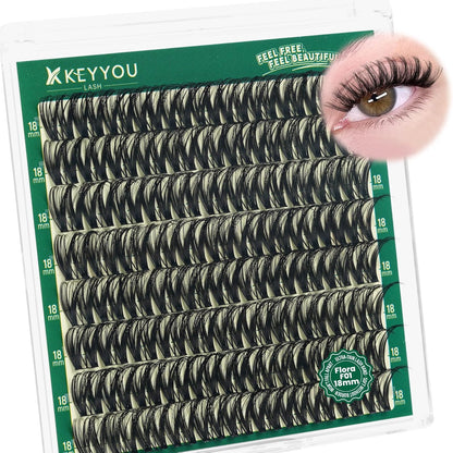 Flora Lash Clusters Kit - 132pcs D Curl Natural Extension Set with Bond, Seal, and Remover