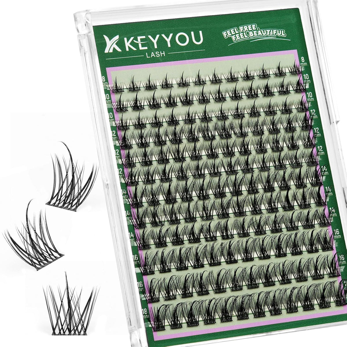 Flora Lash Clusters Kit - 132pcs D Curl Natural Extension Set with Bond, Seal, and Remover