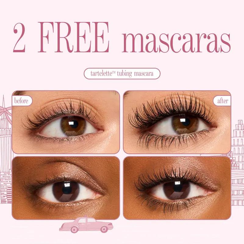 Eyes on Me Mascara and Liner Set - Tubing Primer, Volumizing Mascara, and Eyeliner with Clutch