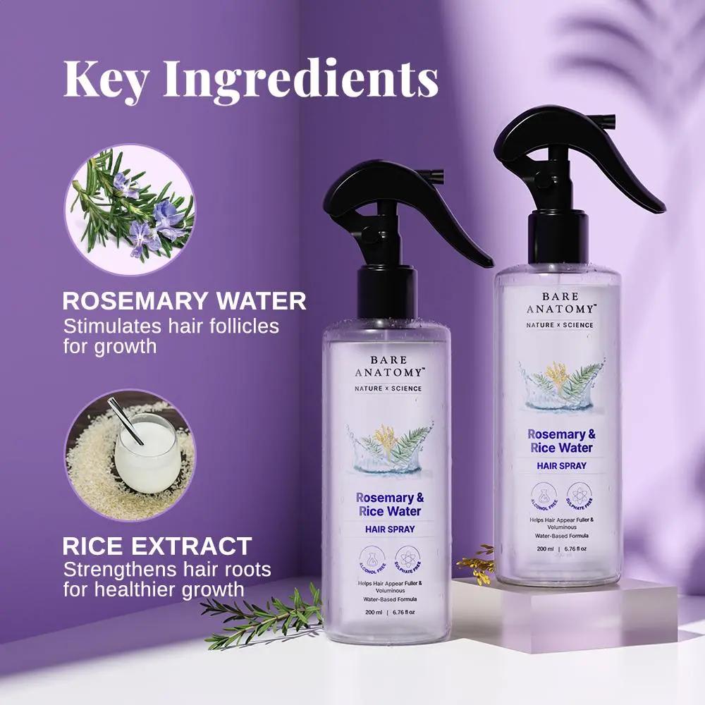 Rosemary & Rice Water Hair Growth Spray - 200ml Strengthening Mist (Pack of 3)