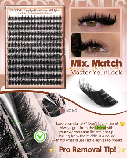 Manga Lash Clusters With Spikes Wispy Eyelash Extensions Fluffy Anime Individual Lashes (D Curve 12-18mm 204pcs)