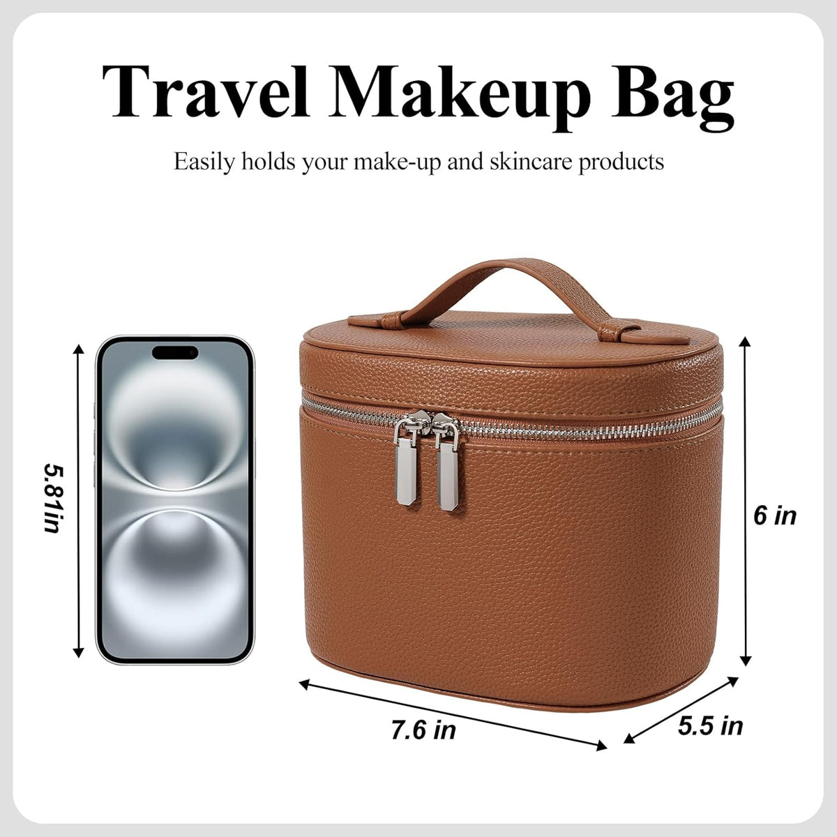 Portable Makeup Bag with Removable Compartments and Handle - Travel Cosmetic Case