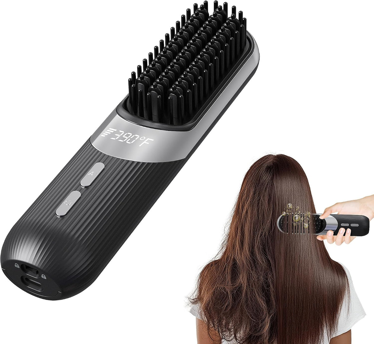 Cordless 2-in-1 AI Smart Hair Styler - Fast 30s Heat, USB Rechargeable Portable Travel Comb