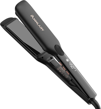 2-in-1 Titanium Ceramic Ionic Hair Straightener and Curler, Dual Voltage Flat Iron