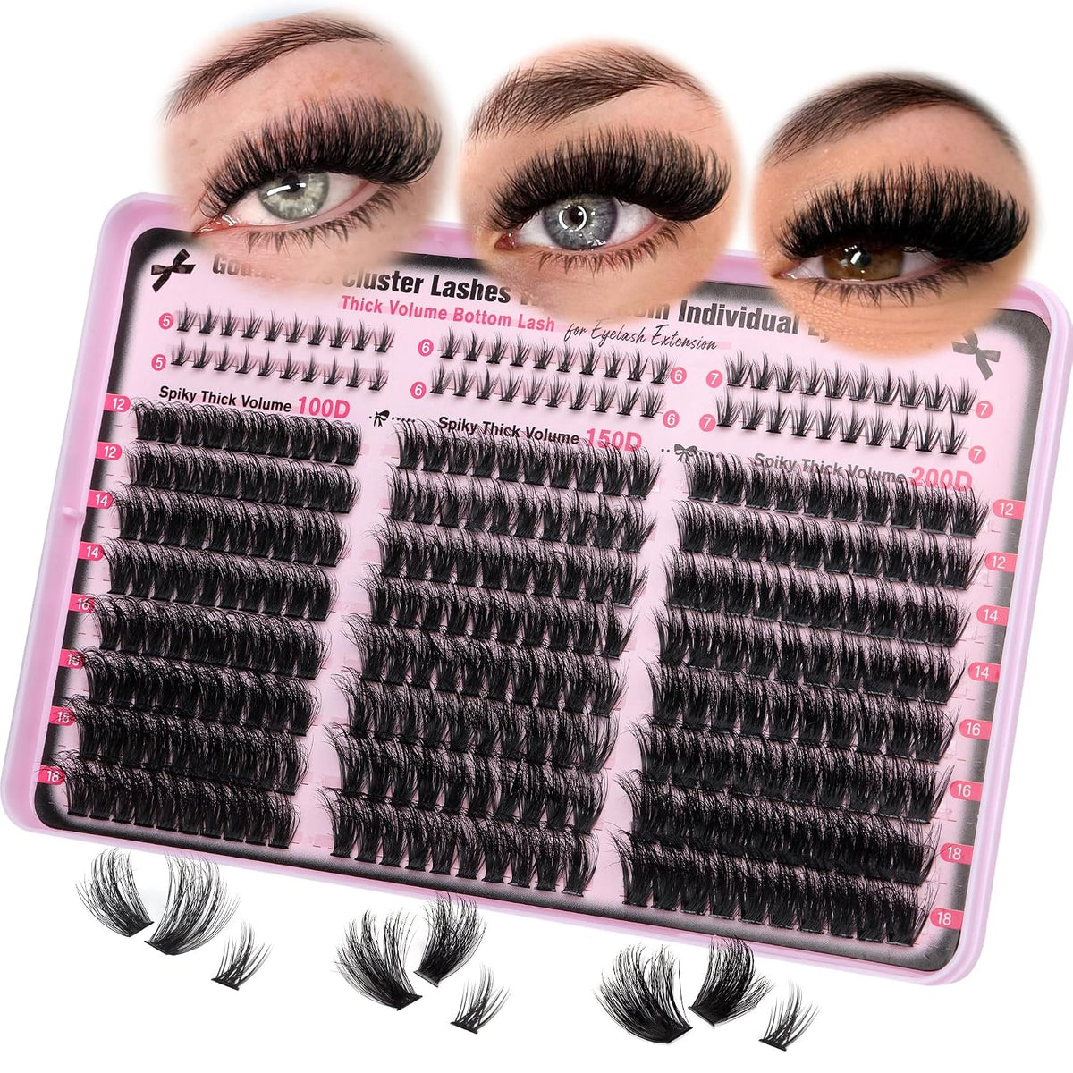 Manga Lash Clusters With Spikes Wispy Eyelash Extensions Fluffy Anime Individual Lashes (D Curve 12-18mm 204pcs)